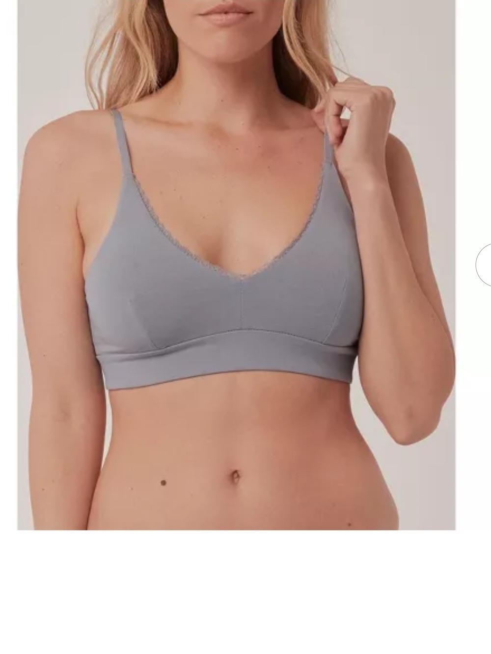 NWOT- Pact Organic- Lace-Trim Wireless Bralette - Light Blue